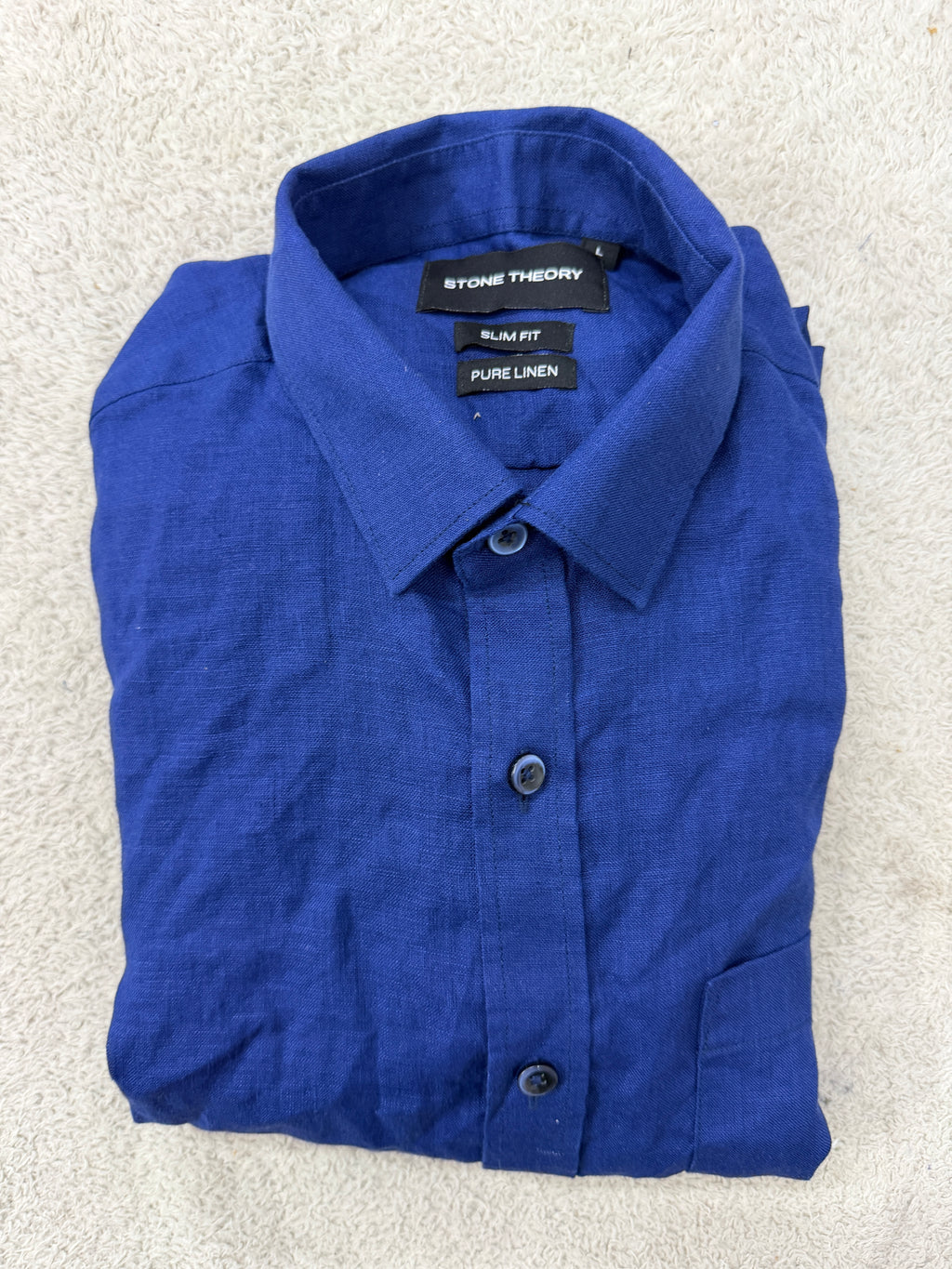 Navy Linen slim fit shirt
