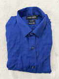 Navy Linen slim fit shirt