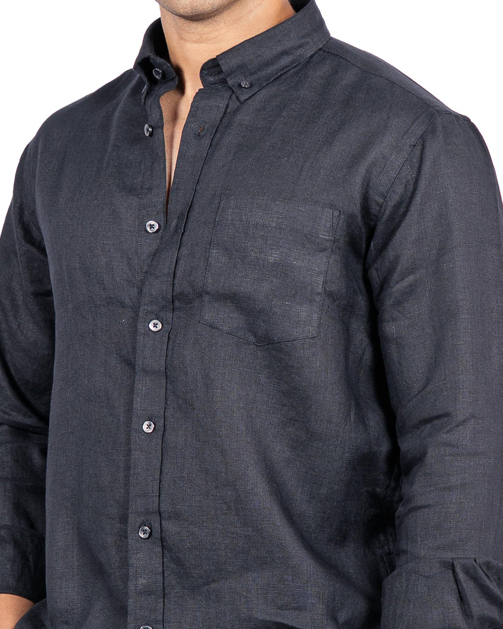 100% Linen Black Shirt