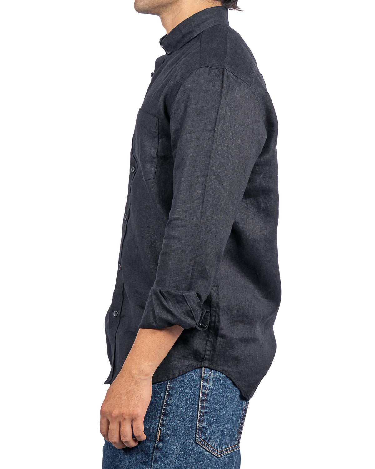 100% Linen Black Shirt