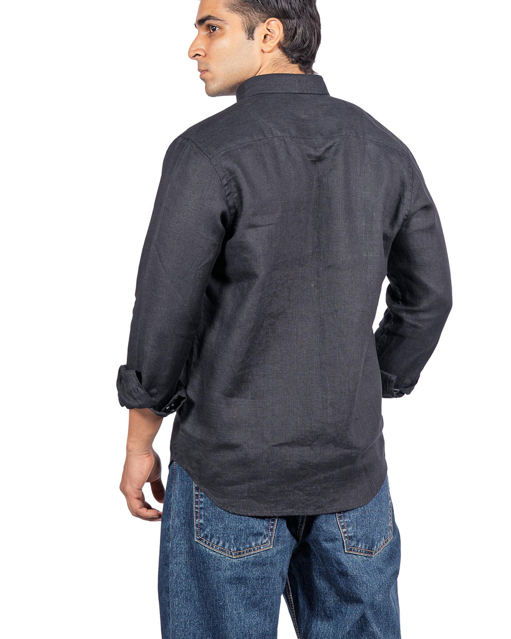 100% Linen Black Shirt