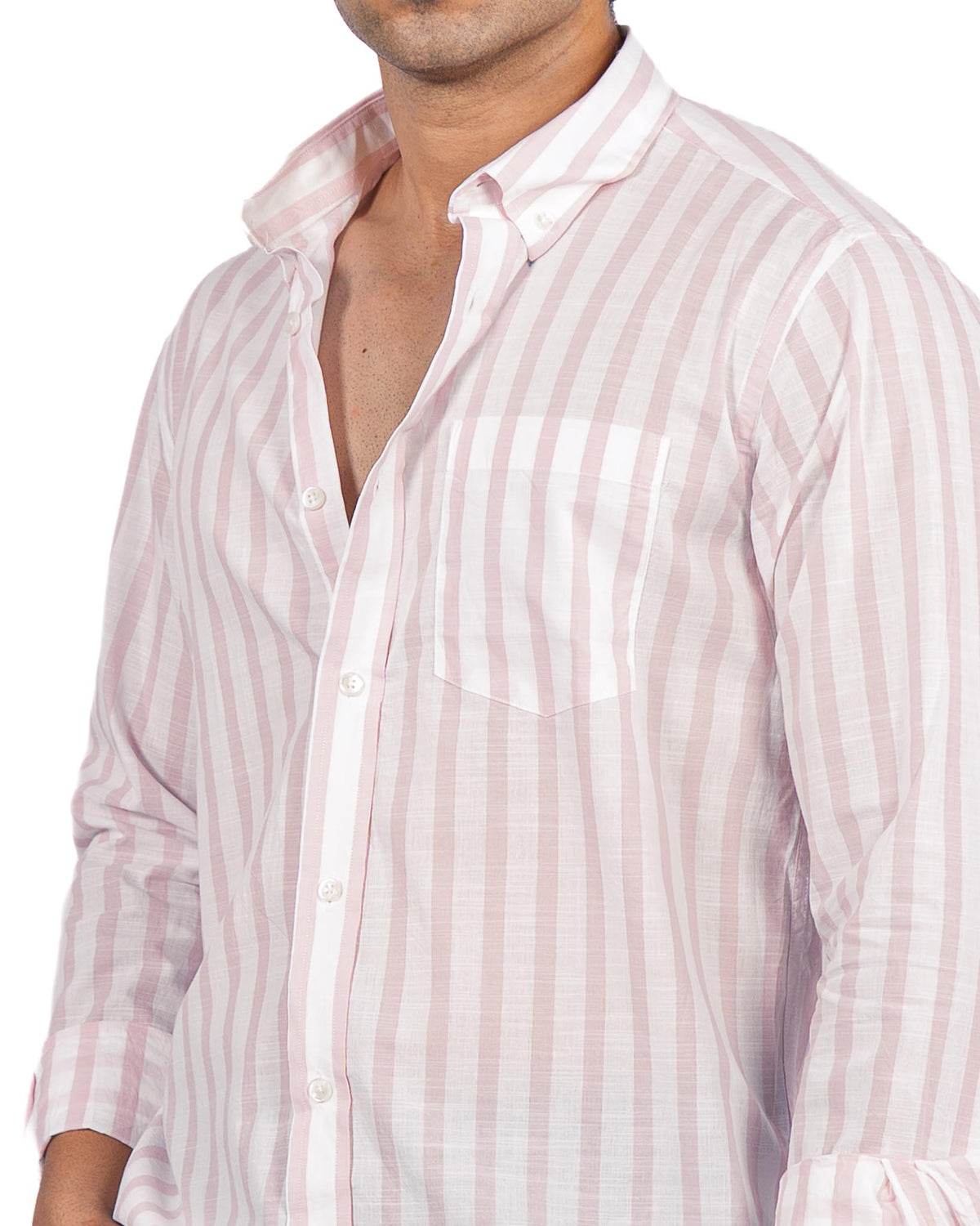 Cotton Striped Shirt - Pink & White