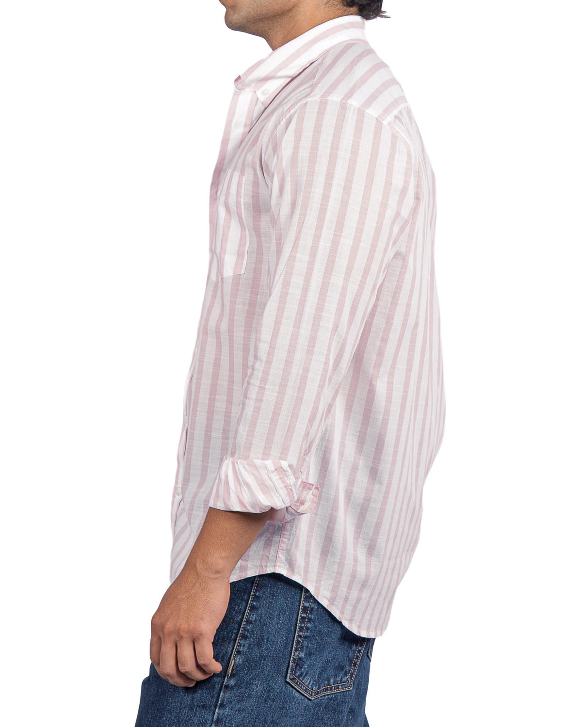 Cotton Striped Shirt - Pink & White