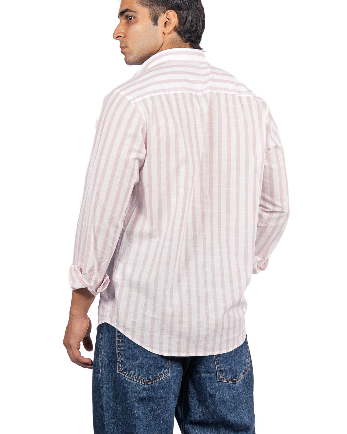 Cotton Striped Shirt - Pink & White