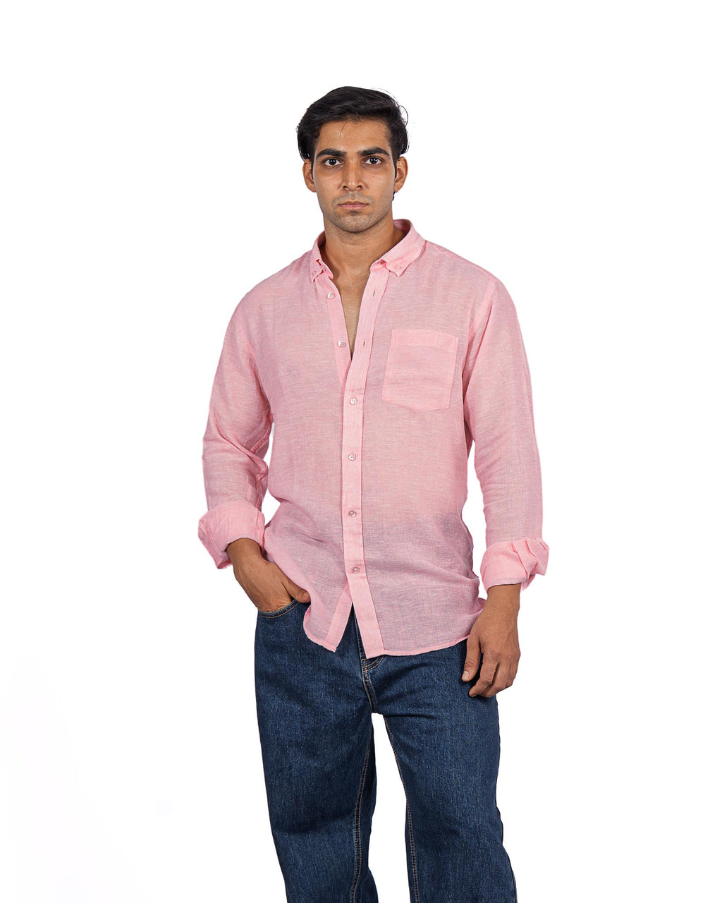 Linen Blend Shirt - Pink