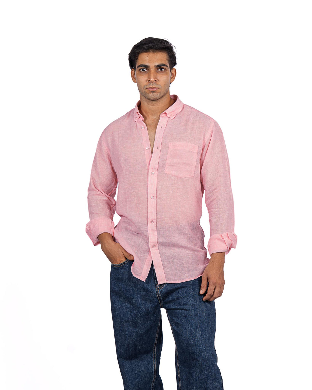 Linen Blend Shirt - Pink