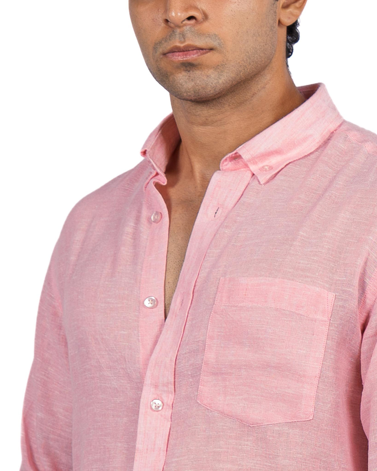 Linen Blend Shirt - Pink