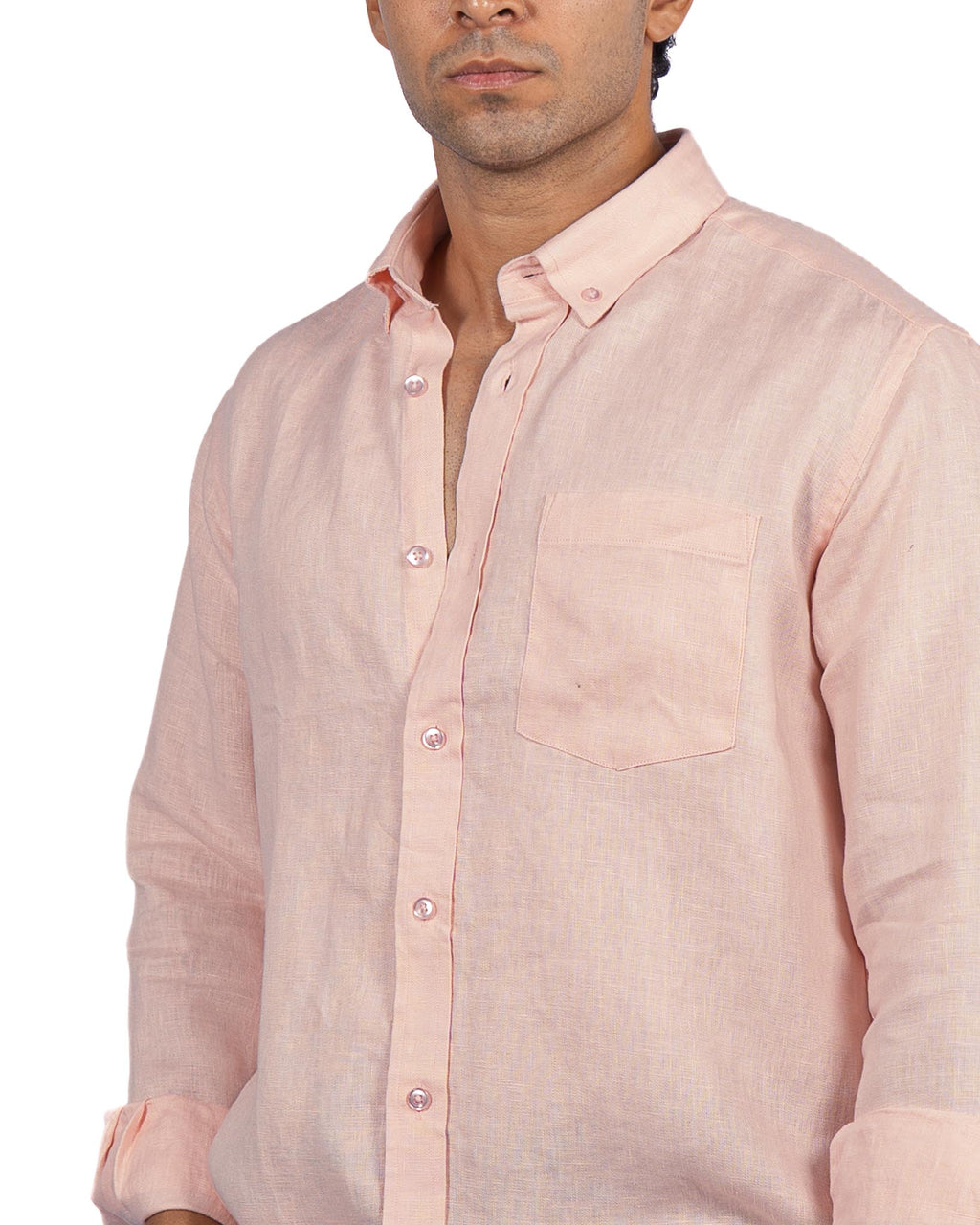 Linen Blend Shirt - Peach
