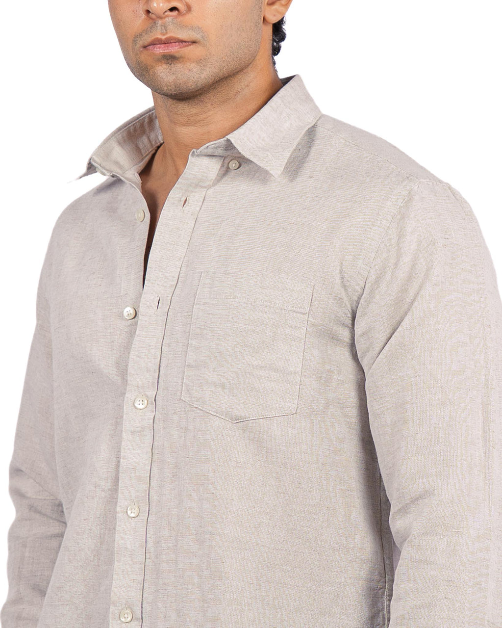 Linen Blend Shirt - Light Beige