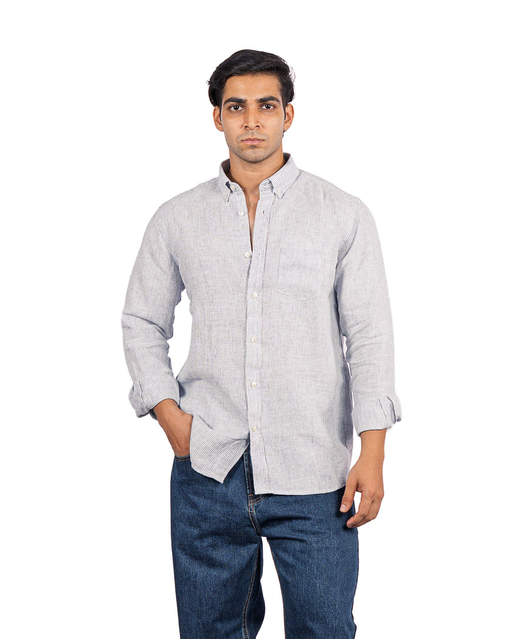100% Pure Linen Striped Shirt