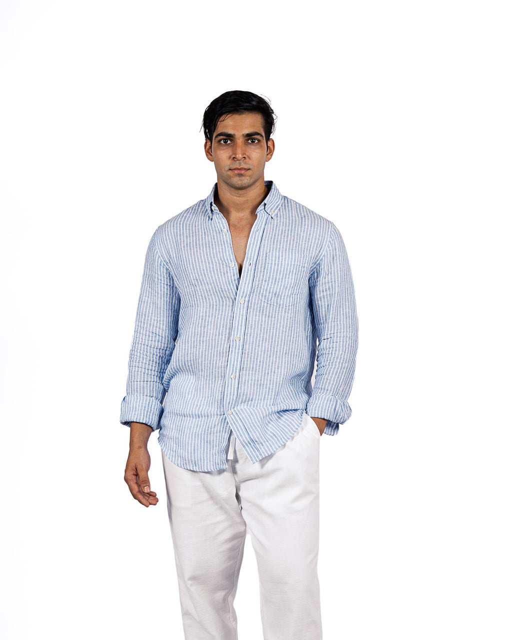 Linen Blend Striped Shirt