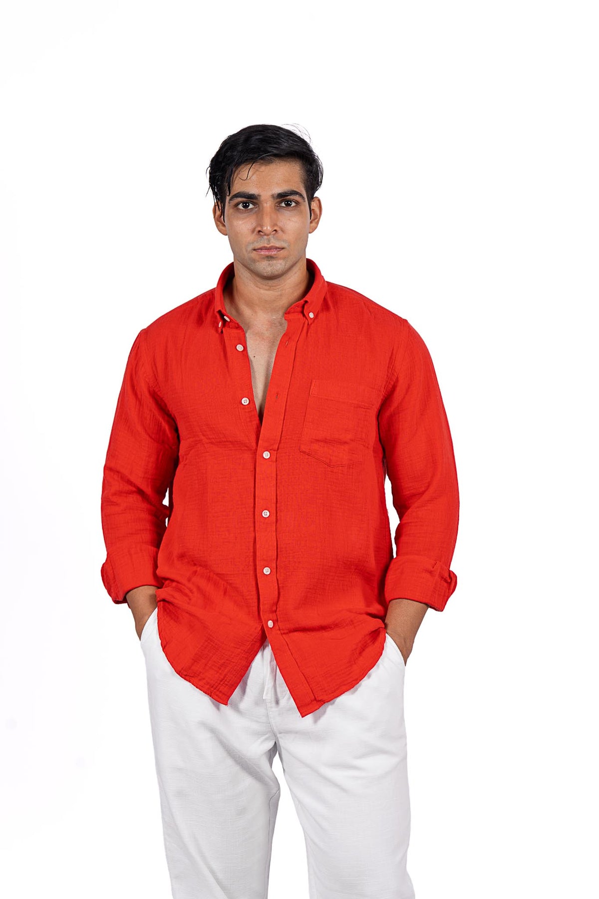 Gauze Holiday Shirt - Red