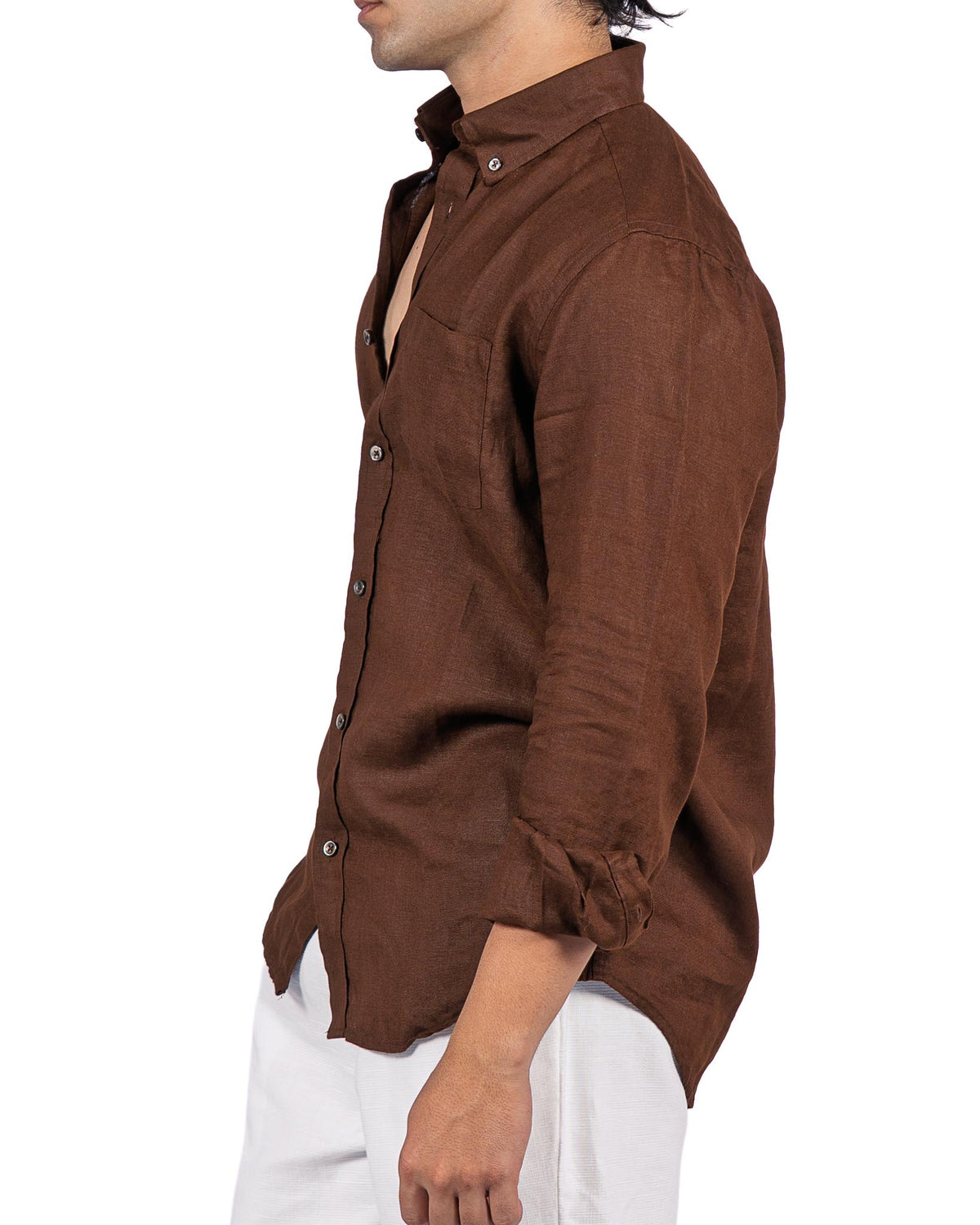 100% Pure Linen Shirt - Brown