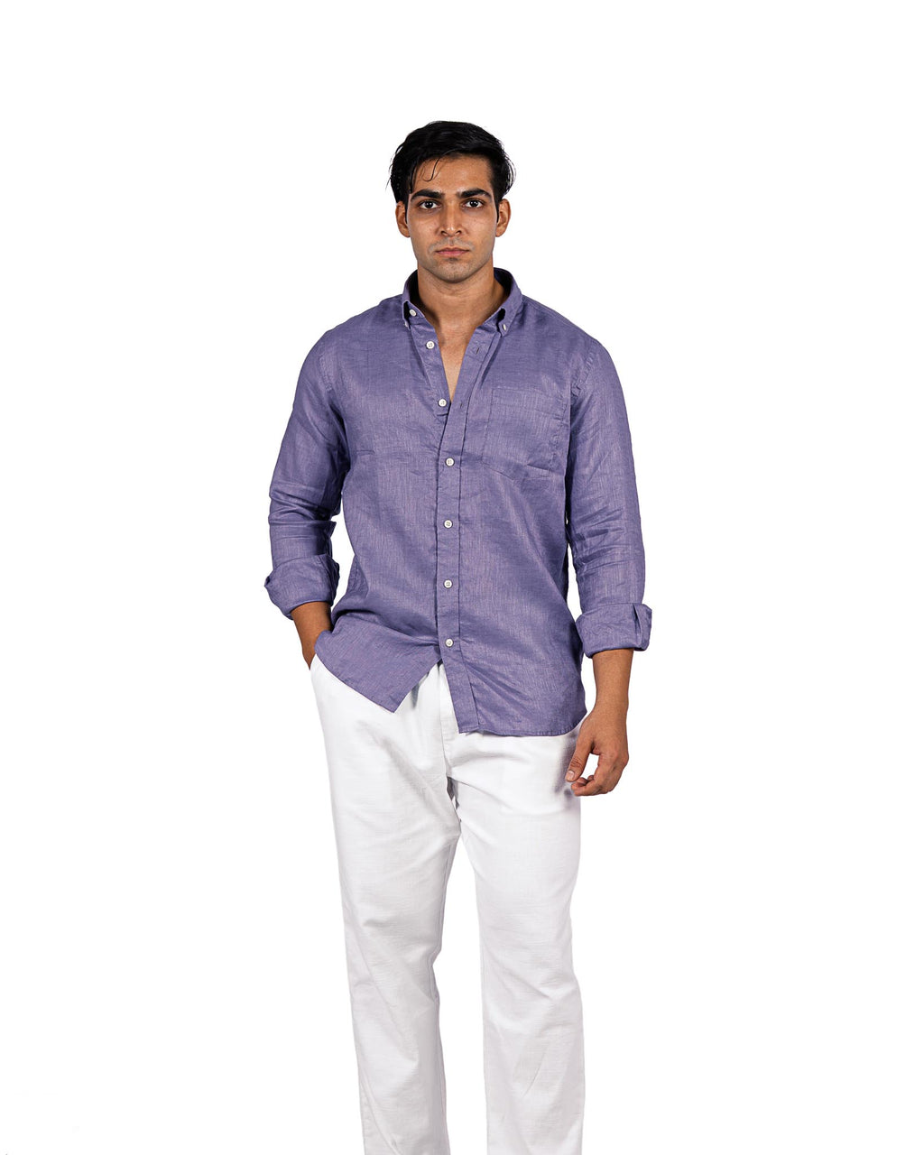 100% Pure Linen Shirt - Lavender