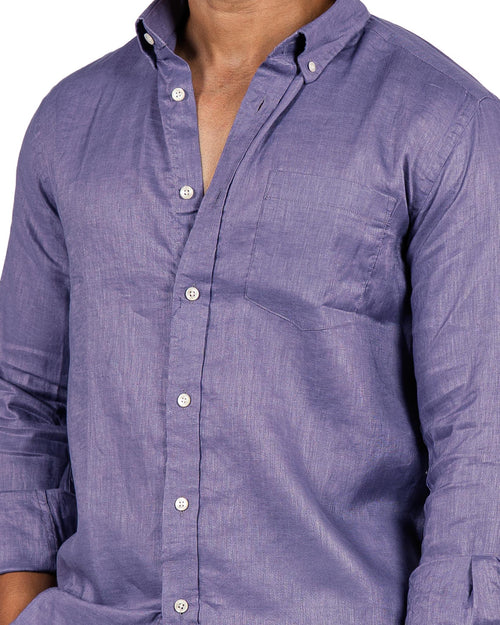 100% Pure Linen Shirt - Lavender