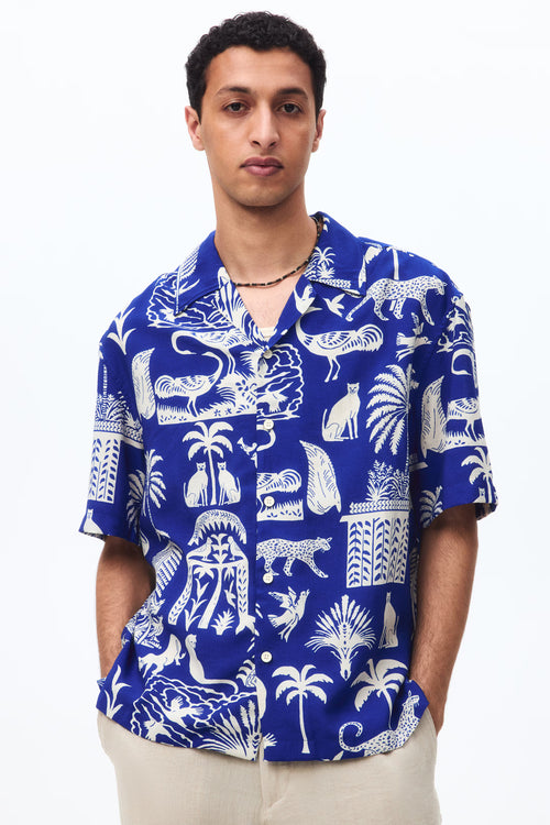 Blue Linen Relaxed Shirt